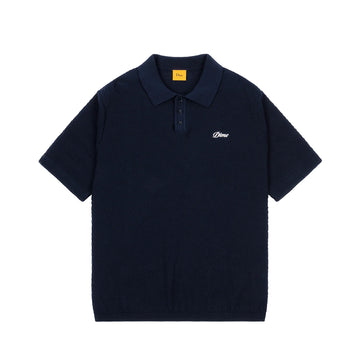 Wave Cable Polo Knit - Navy