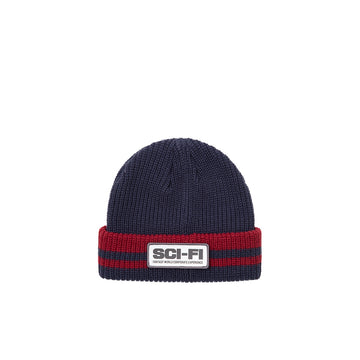 Reflective Patch Beanie - Navy/Red