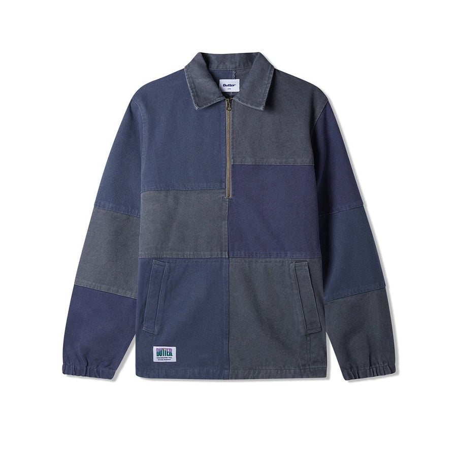 Washed Canvas Patchwork Jacket -Washed Navy