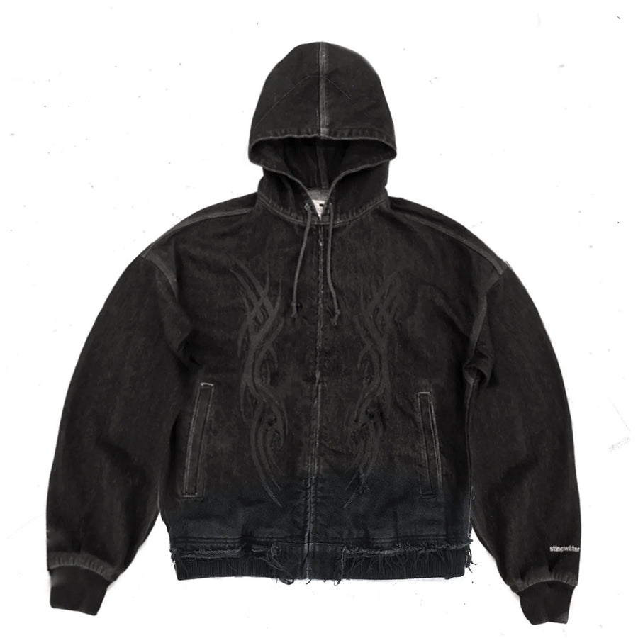 Tribal Zip Up Hood - Acid Black