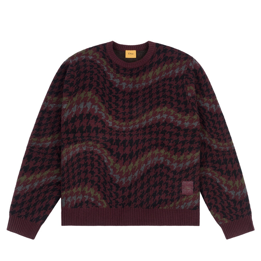 Houndstooth Knit - Burgundy