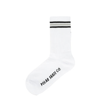 Rib Socks Stripe - White/Black/Sage