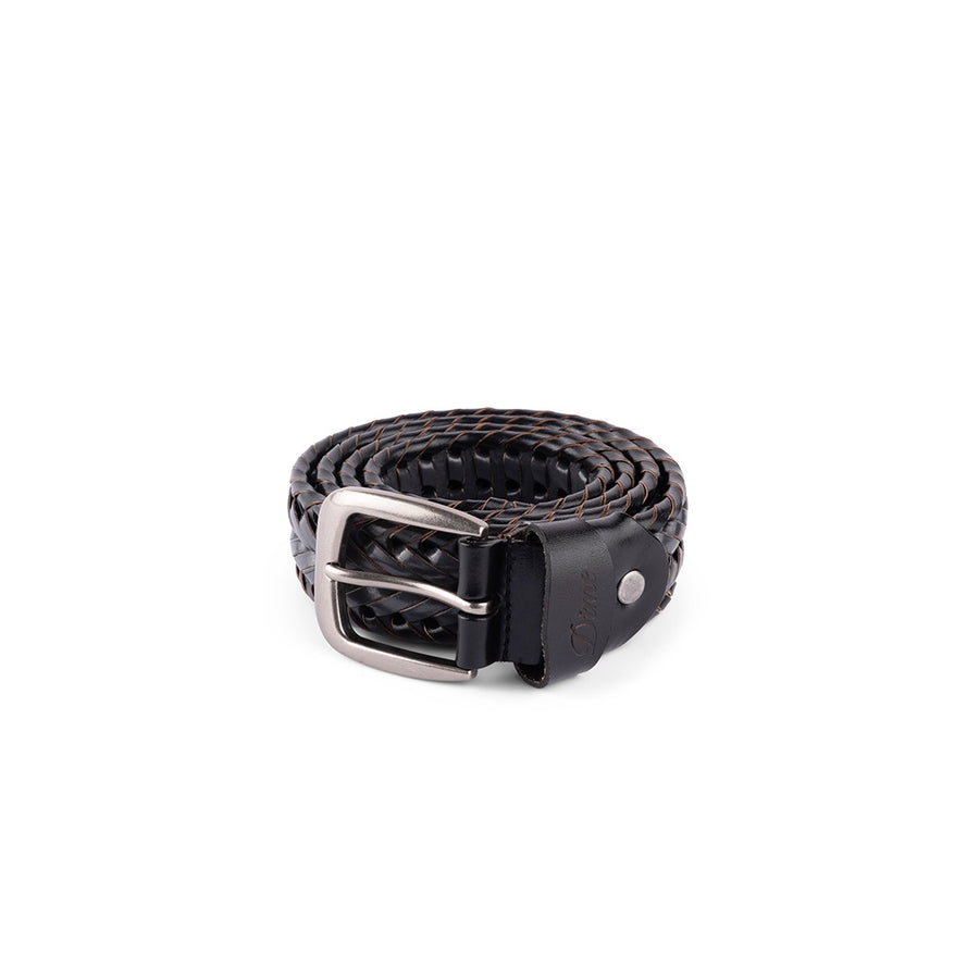 Braided Leather Belt - Black