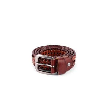 Braided Leather Belt - Caramel