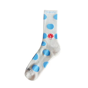 Polkadot Aga Socks - White/Baby Blue