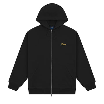 Cursive Zip Hood - Black