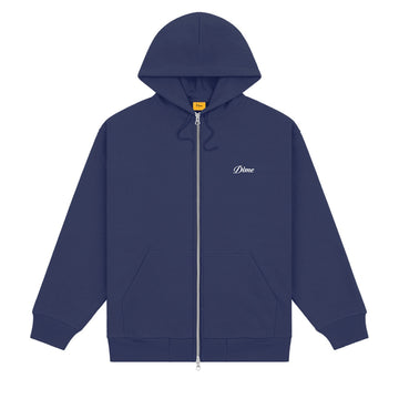 Cursive Zip Hood - Night Blue