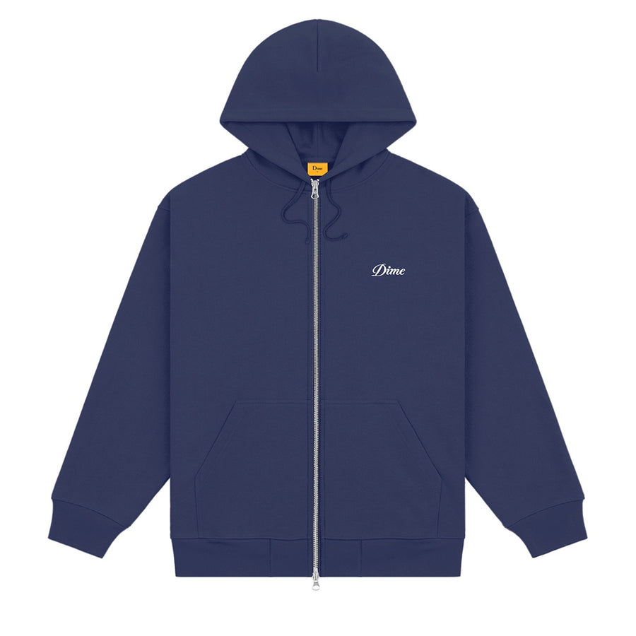 Cursive Zip Hood - Night Blue