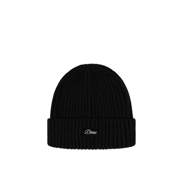 Cursive Fold Beanie - Black