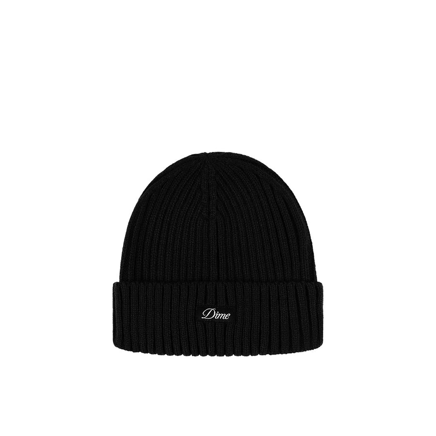 Cursive Fold Beanie - Black