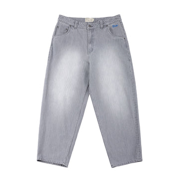 Classic Baggy Denim Pants - Sandblasted Gray (Striped)