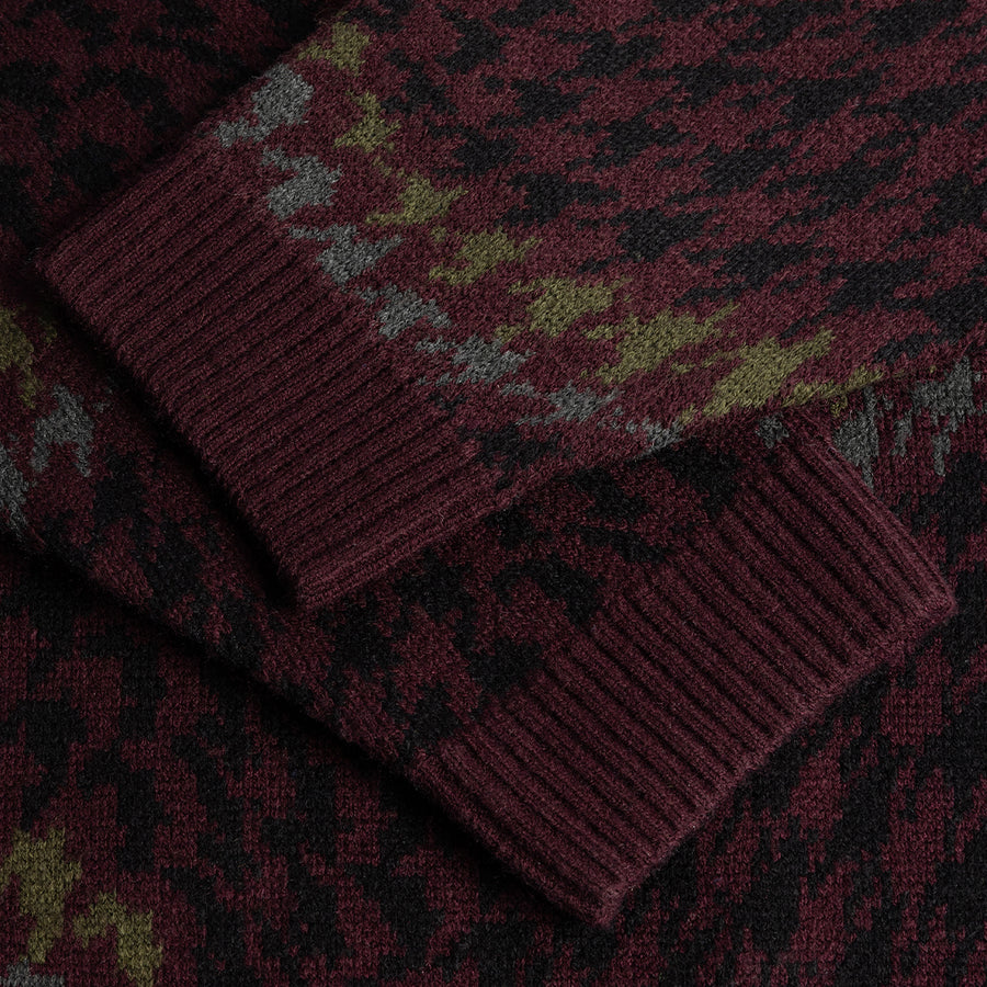 Houndstooth Knit - Burgundy