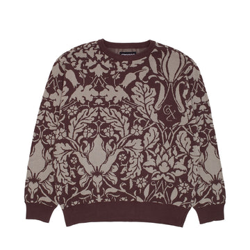 Jacquard Knit Floral Sweater - Brown