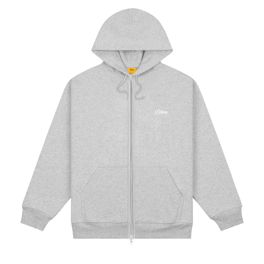 Cursive Zip Hood - Heather Grey