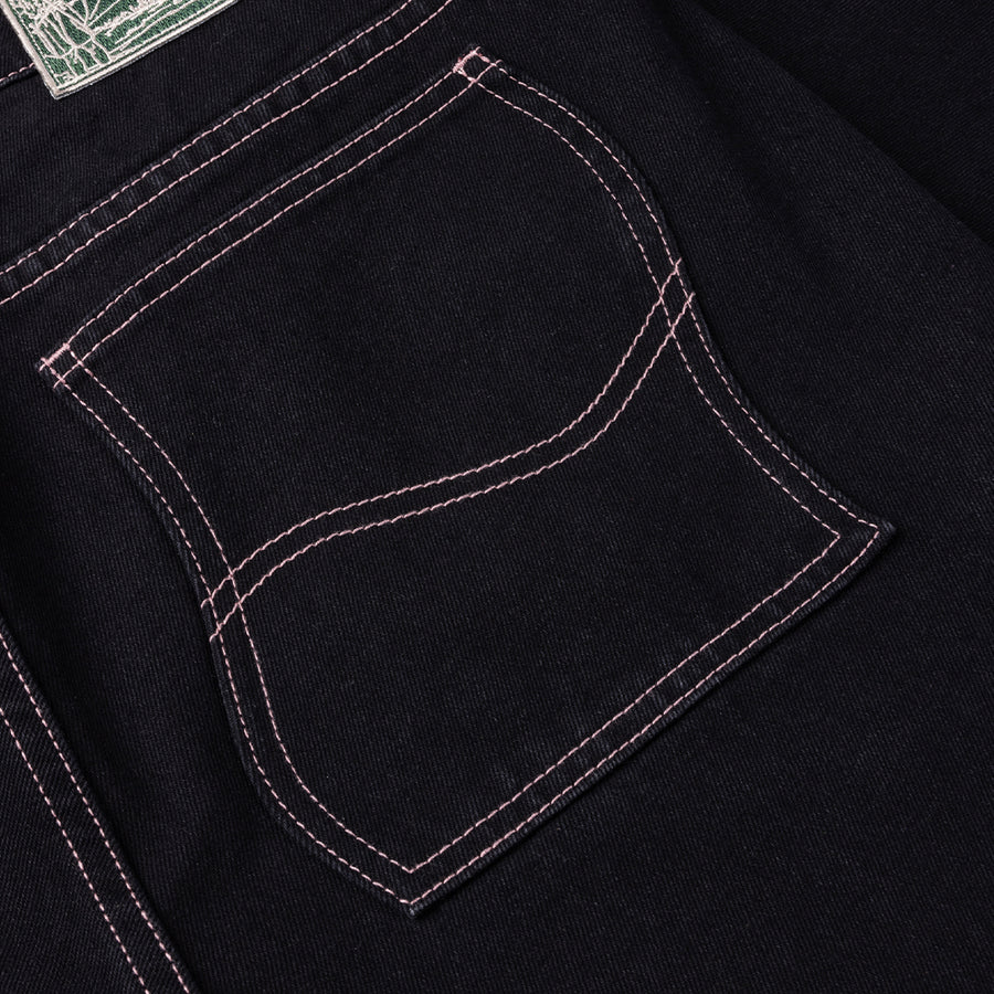 Classic Relaxed Denim Pants - Black/Contrast Stitch