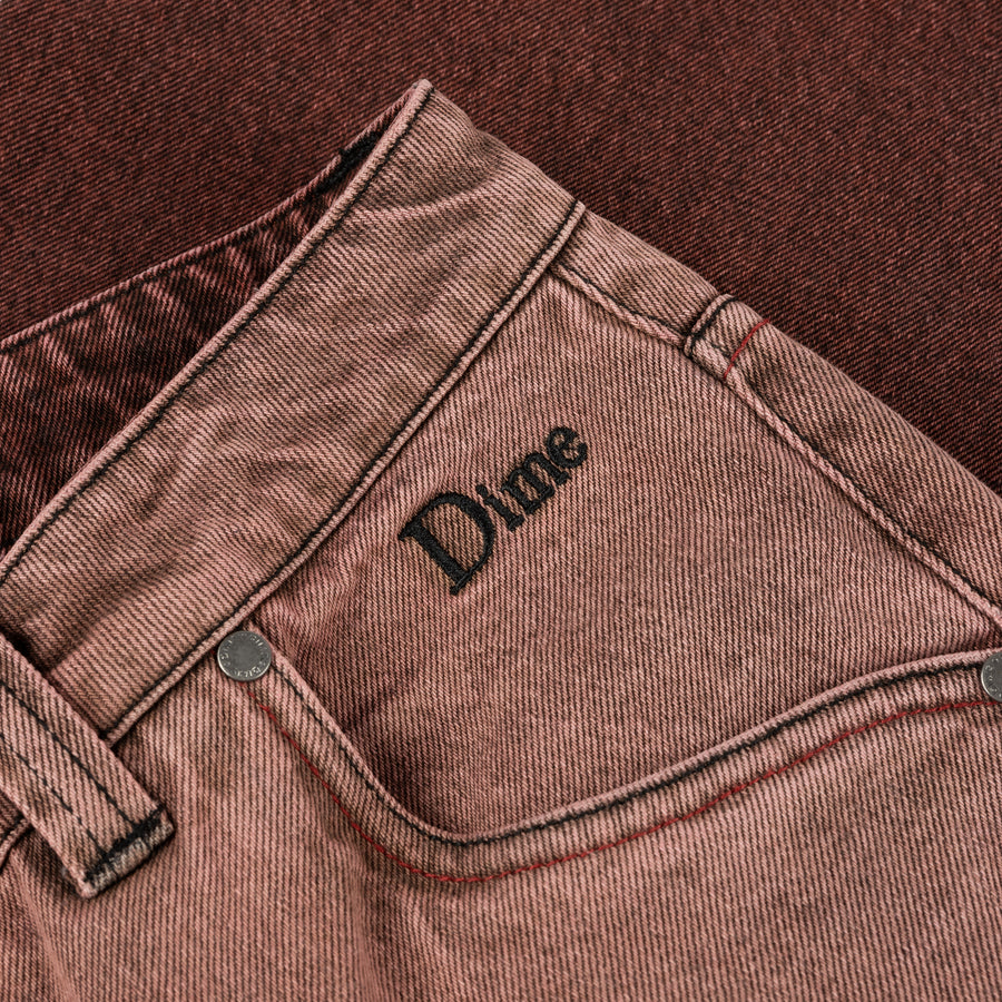 Classic Relaxed Denim Pants - Dipped Sandblasted Burgundy