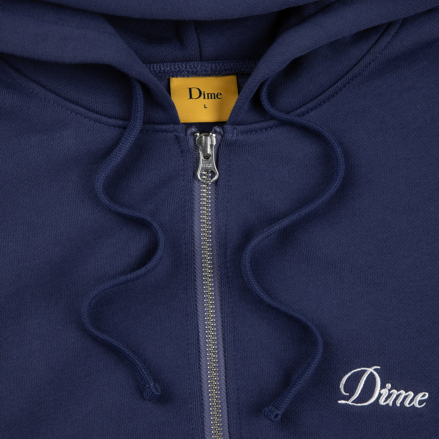 Cursive Zip Hood - Night Blue