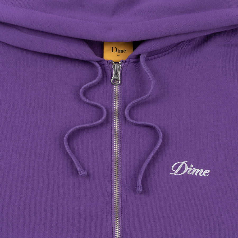 Cursive Small Logo Zip Hood - Deep Purple