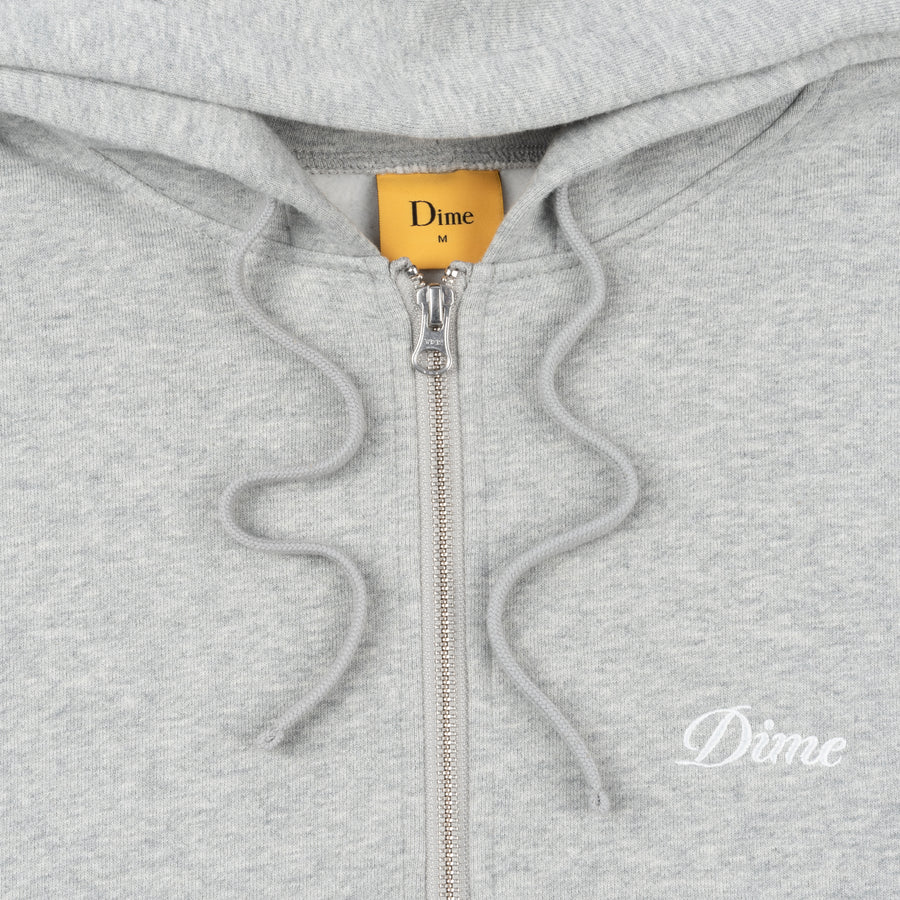 Cursive Zip Hood - Heather Grey