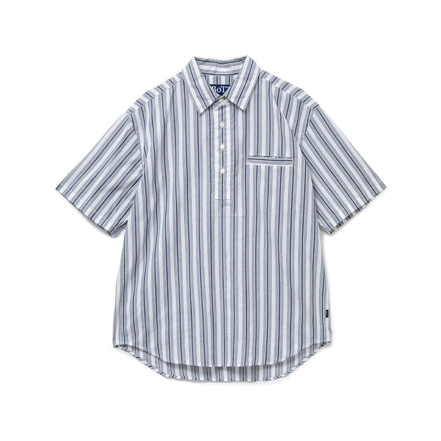 Pullover Stripe S/SL Shirt - Navy