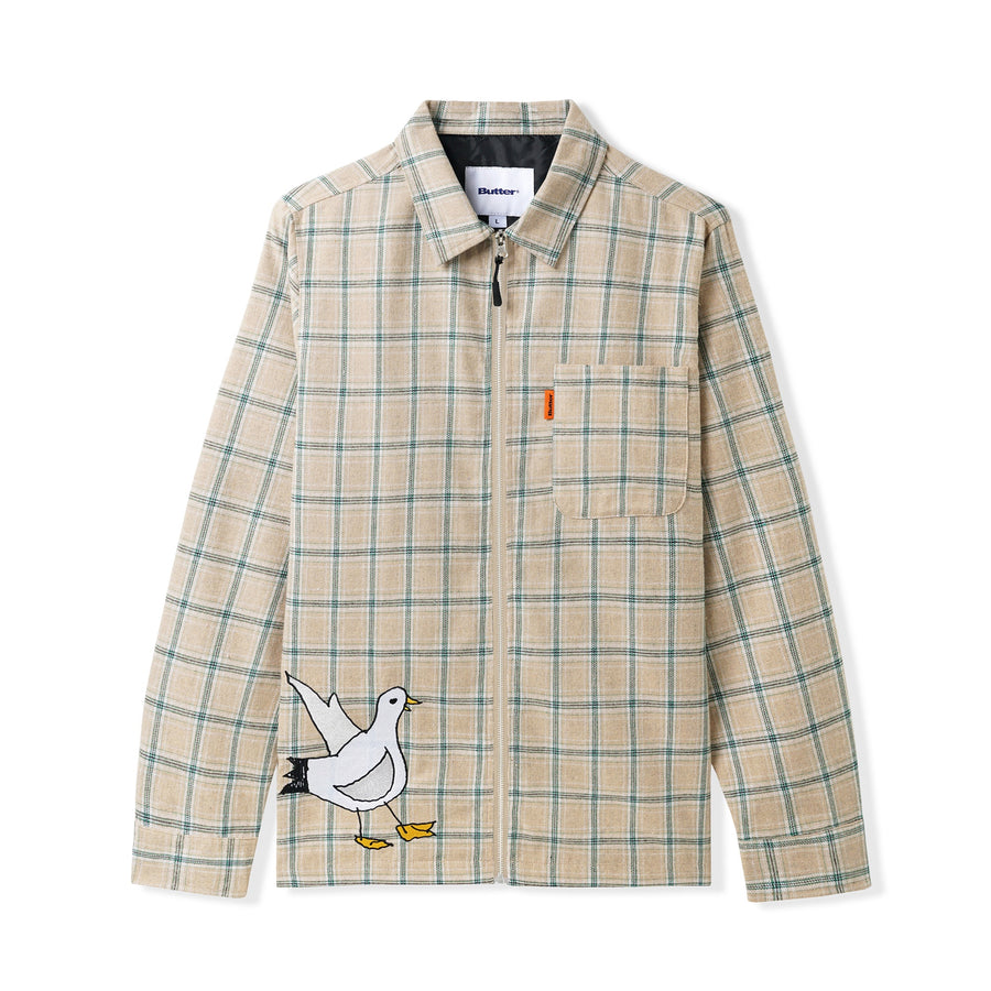 Gullwing Plaid Zip Shirt - Khaki
