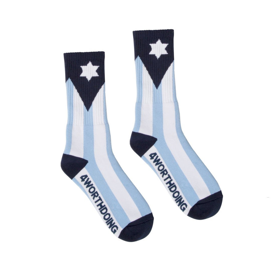 Flag Socks - Navy/Baby Blue/White
