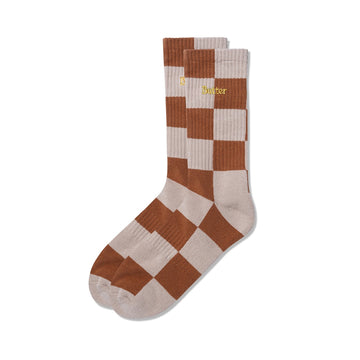 Checkered Socks - Sand / Brown