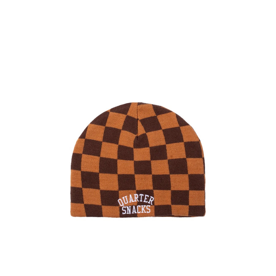 Checkerboard Beanie - Tan/Brown