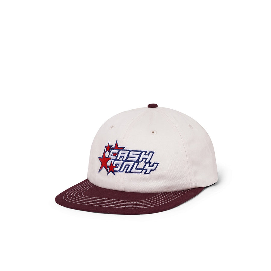 Stars 6 Panel Cap - Natural / Burgundy