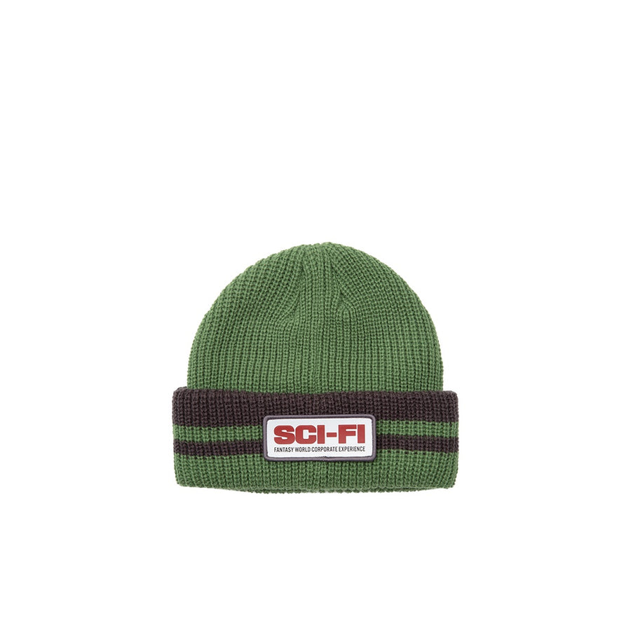 Reflective Patch Beanie - Olive/Brown