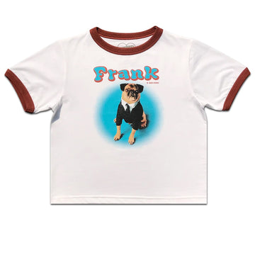 Frank The Pug Baby Ringer Tee - White/Brown