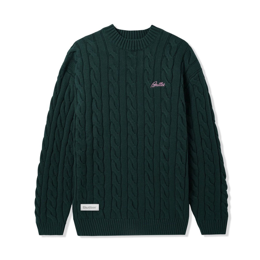 Cable Knit Sweater - Forest Green