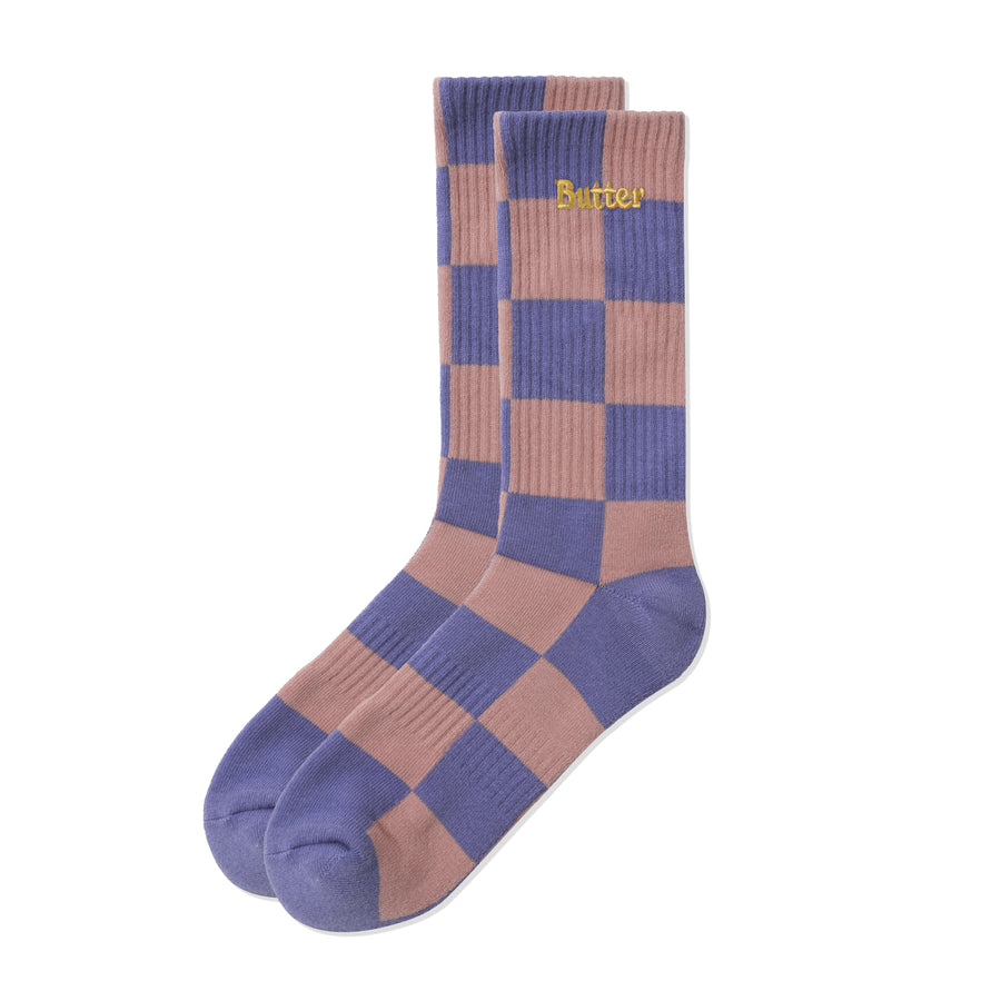 Checkered Socks - Terracotta/Mauve