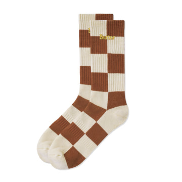 Checkered Socks - Natural/Burnt Orange