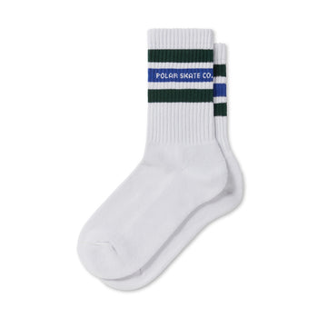 Fat Stripe Socks - White/Blue/Green