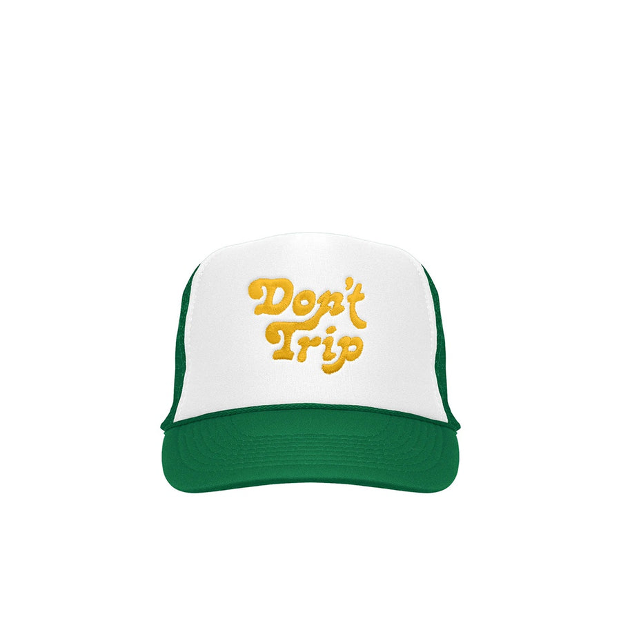 Don't Trip Embroidered Trucker Hat - White/Green
