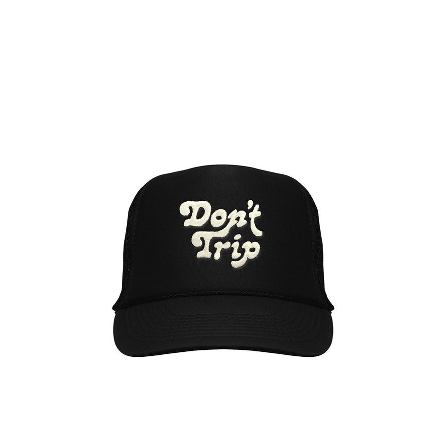 Don't Trip Embroidered Trucker Hat - Black