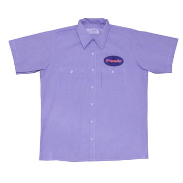 Work Shirt With Star Patch - Light Blue Striped