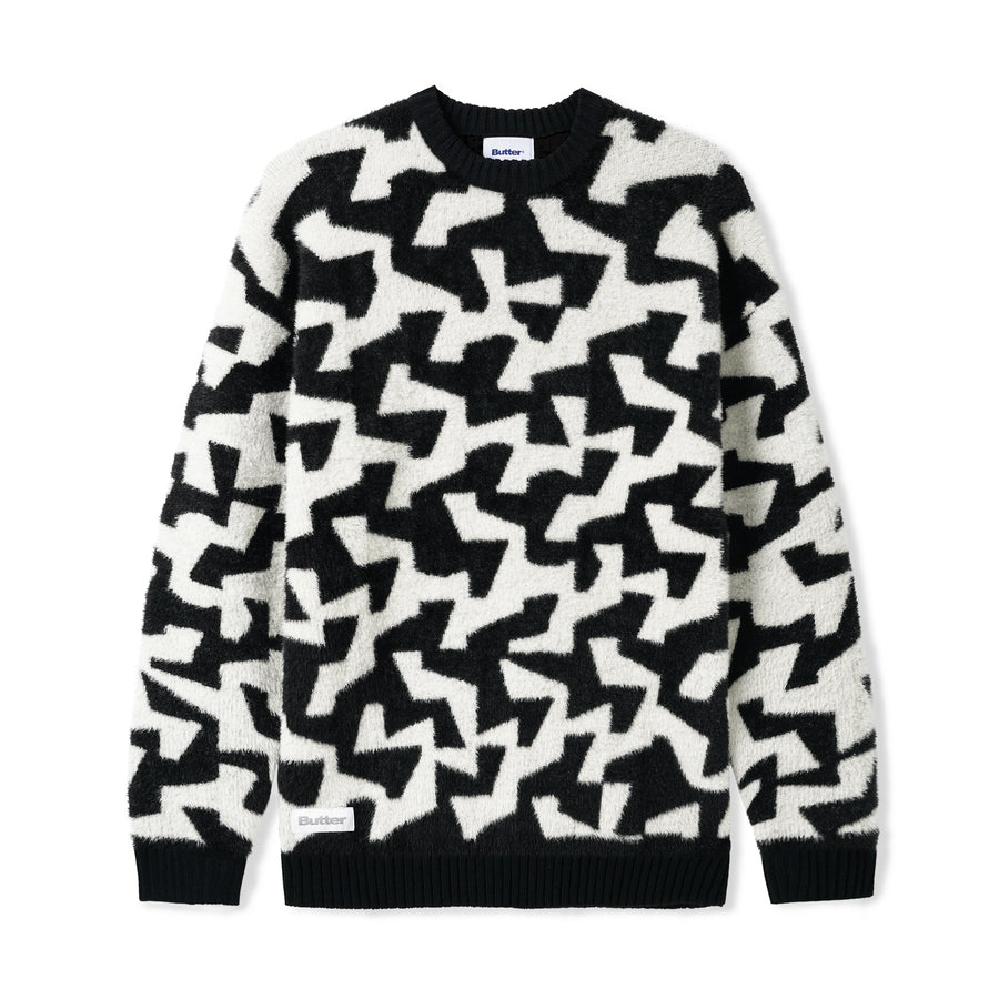 Mohair Knit Sweater - Black/White
