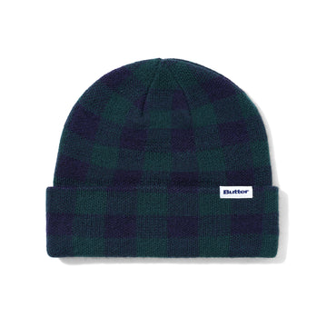 Plaid Beanie - Navy Green