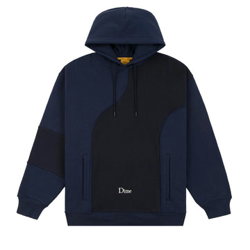 Ribbed Panel Hoodie - Navy