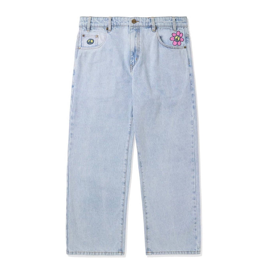 Flower Denim Jeans - Light Blue