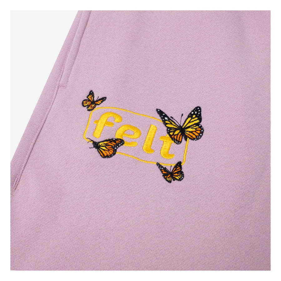 Butterfly Fleece Sweatpants - Light Purple