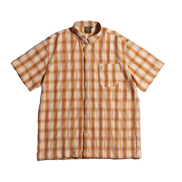 Seersucker Short Sleeve Shirt - Golden Brown Plaid