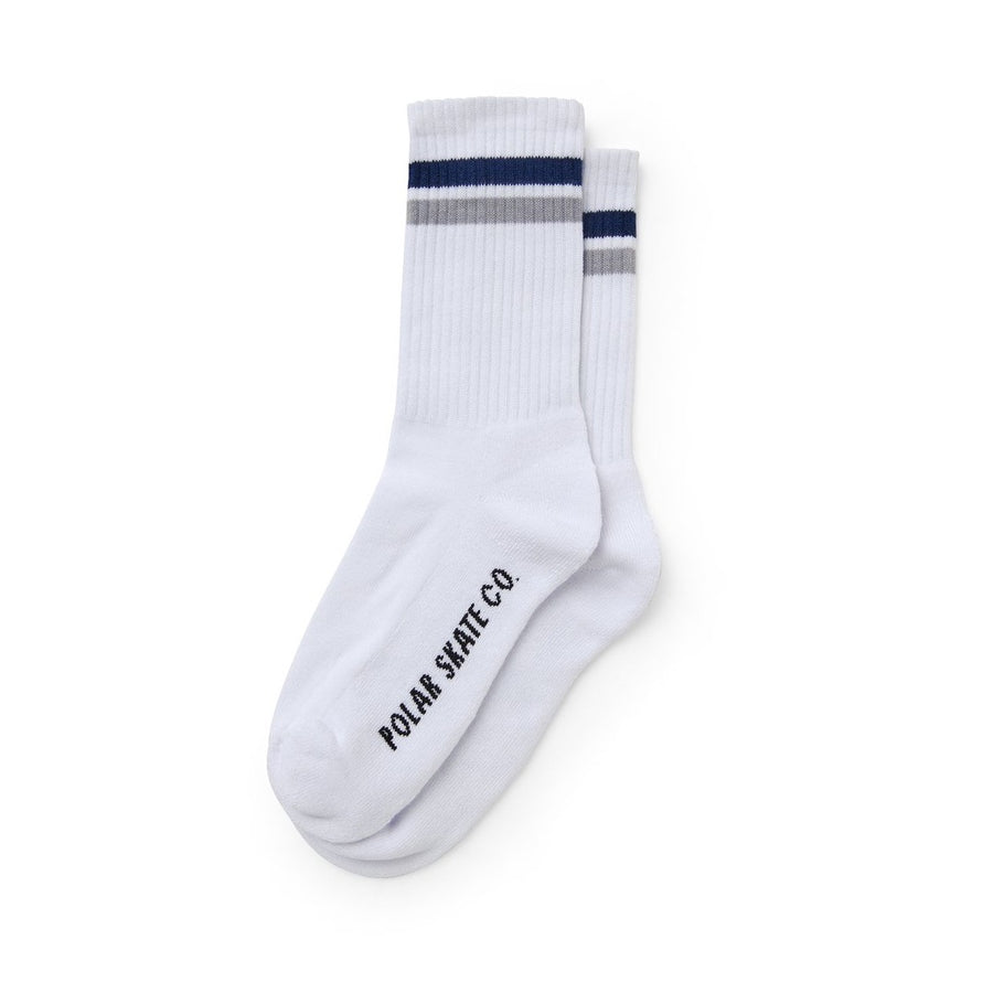 Stripe Socks - White/Navy/Grey