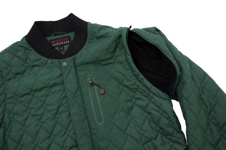 Quilted Bomber Vest - Pine