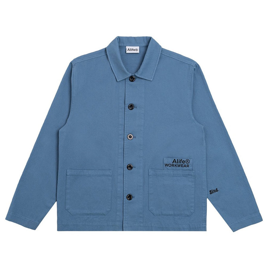 Cropped Work Cotton Jacket - Blue