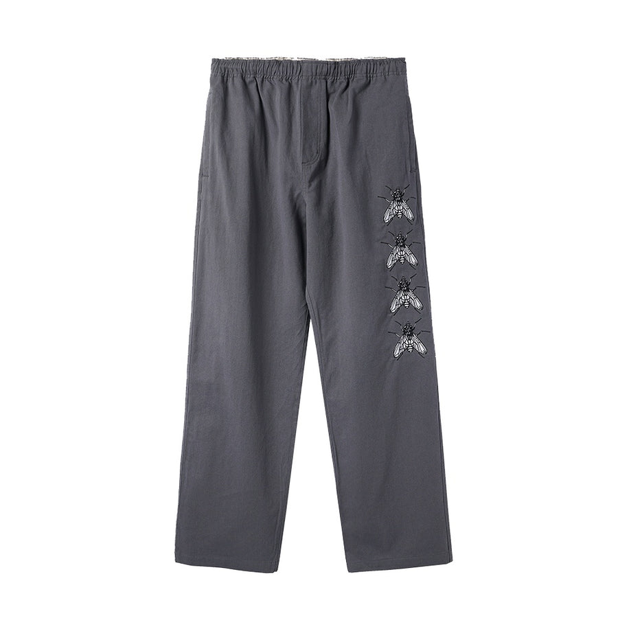 Swarm Embroidered Pants - Charcoal