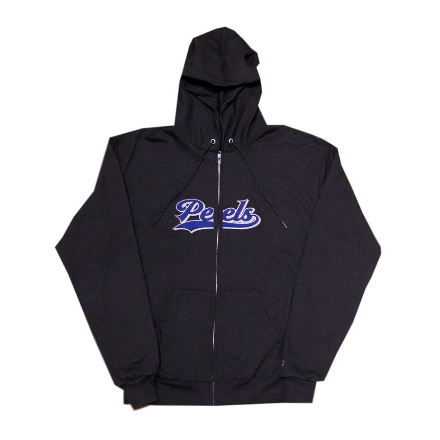 Split Logo Zip Hood - Black