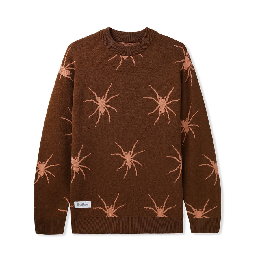 Tarantula Knit Sweater - Brown/Dusty Peach